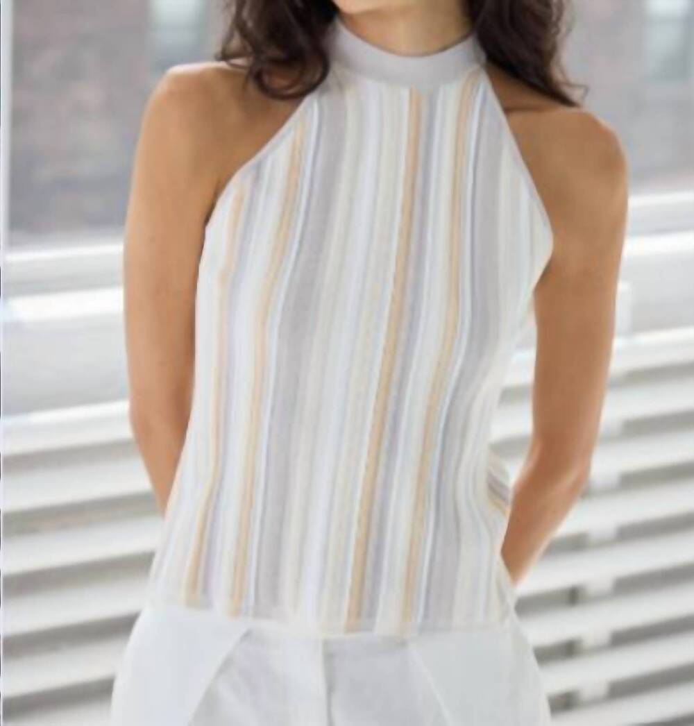 NEW AUTUMN CASHMERE vertical stitch halter in turtledove/sand
